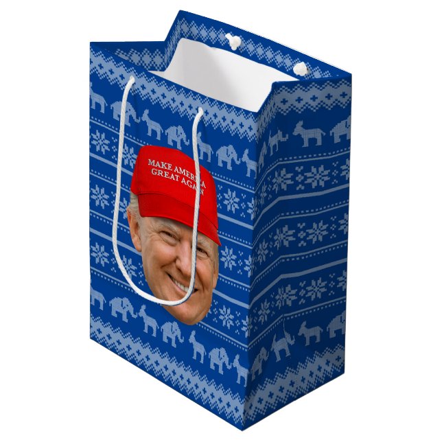TRUMP MAGA Christmas Medium Gift Bag (Front Angled)