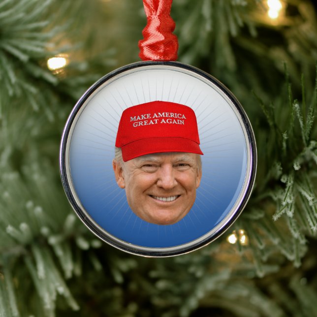 TRUMP MAGA Christmas Metal Ornament (Tree)