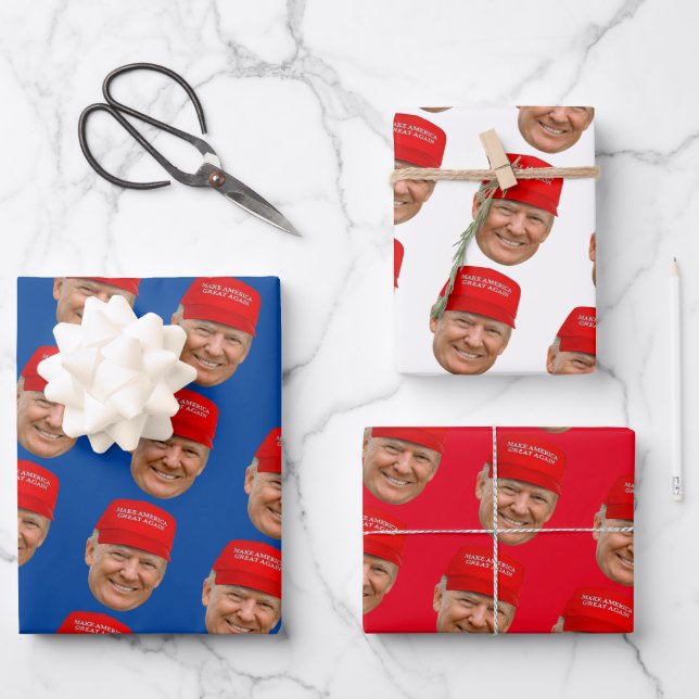 TRUMP MAGA Christmas Wrapping Paper Sheet (Front)
