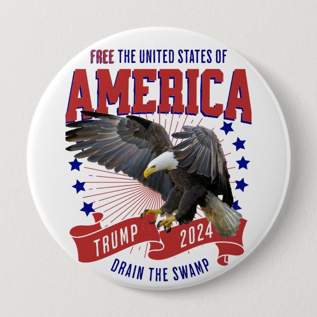 Trump MAGA Eagle Freedom 10 Cm Round Badge (Front)