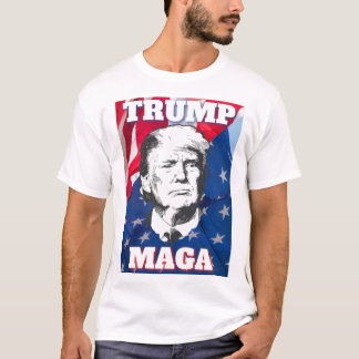 TRUMP MAGA with an American Flag Background T-Shirt