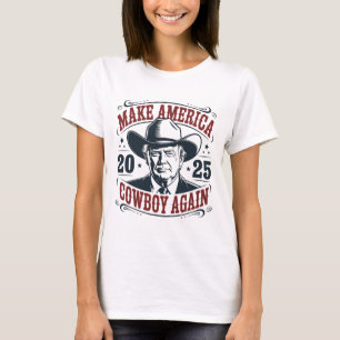 Trump Make America 2025 Cowboy Again Funny Vintage T-Shirt