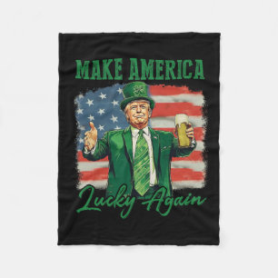 Trump Make America Lucky Again St Patrick's Day Sh Fleece Blanket