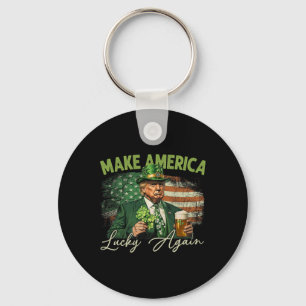 Trump Make America Lucky Again St Patrick's Day Sh Key Ring