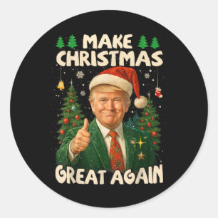 Trump Make Christmas Great Again Black Classic Round Sticker