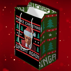 Trump Make Christmas Great Again Mug Shot Medium Gift Bag