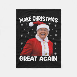 Trump Make Christmas Great Again Santa Trump Premi Fleece Blanket