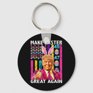 Trump Make Easter Great Again 45 47 Bunny Hunt Egg Key Ring