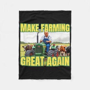 Trump Make Farming Great Again Cattle Farmer Tract Fleece Blanket