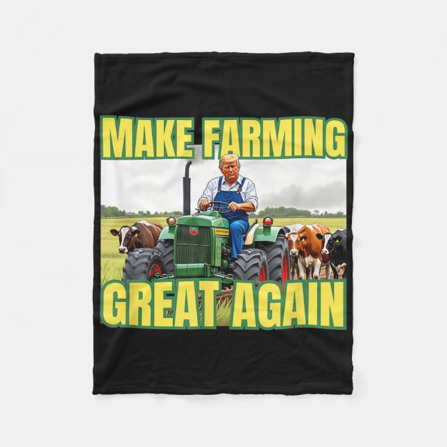 Trump Make Farming Great Again Cattle Farmer Tract Fleece Blanket (Front)