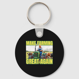 Trump Make Farming Great Again Cattle Farmer Tract Key Ring