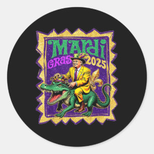 Trump Make Mardi Gras Great Again Funny Parade Cos Classic Round Sticker