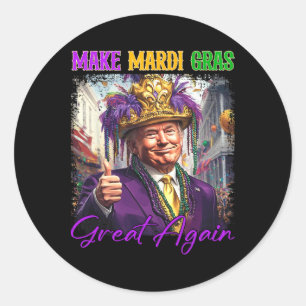 Trump Make Mardi Gras Great Again Funny Parade Cos Classic Round Sticker