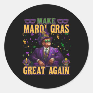 Trump Make Mardi Gras Great Again Funny Parade Cos Classic Round Sticker