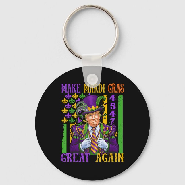 Trump Make Mardi Gras Great Again Funny Parade Key Ring (Front)