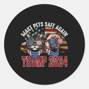 Trump Make Pets Safe Again Funny Save Our Pets Vot Classic Round Sticker
