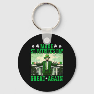 Trump Make St Patrick's Day Great Again Shamrock T Key Ring