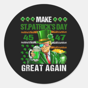 Trump Make St Patricks Day Great Again Us Flag Men Classic Round Sticker