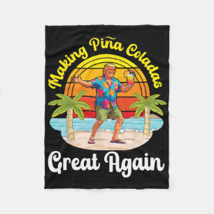 Trump Making Pina Coladas Great Again Beach Sunset Fleece Blanket