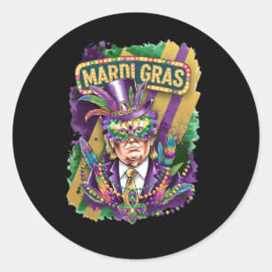 Trump Mardi Gras Classic Round Sticker