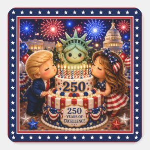 Trump Melania Statue of Liberty 250 Years USA Square Sticker
