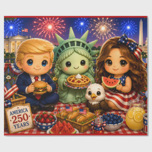 Trump Melania Statue of Liberty 250 Years USA Wrapping Paper