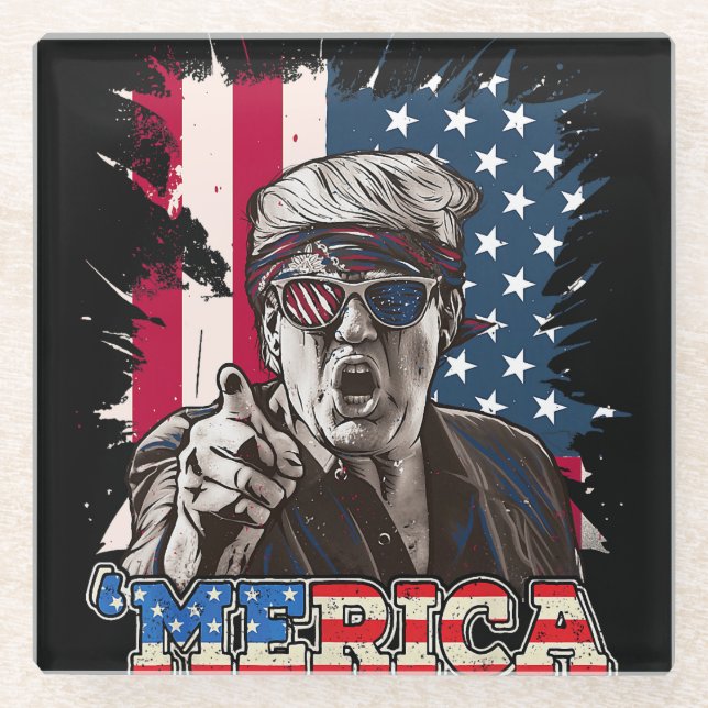Trump Merica Glass Coaster (Front)