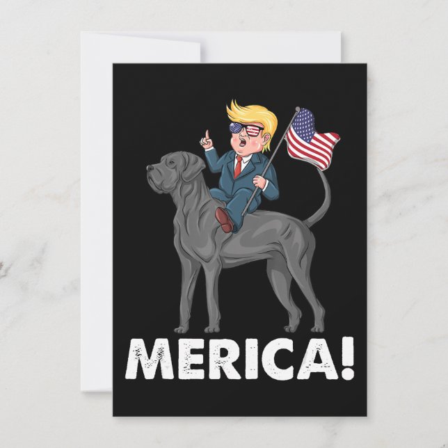 Trump Merica Great Dane Dog American Hero 4th Invitation (Front)