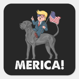 Trump Merica Great Dane Dog American Hero 4th Square Sticker