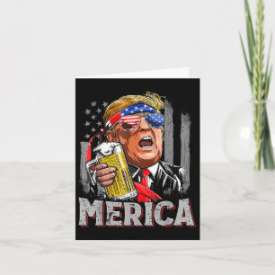 Trump Merica Make 4th Of July Great Again Men Drin Card