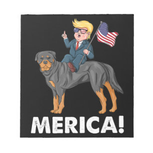 Trump Merica Rottweiler Dog American Hero Notepad