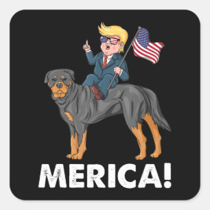 Trump Merica Rottweiler Dog American Hero Square Sticker