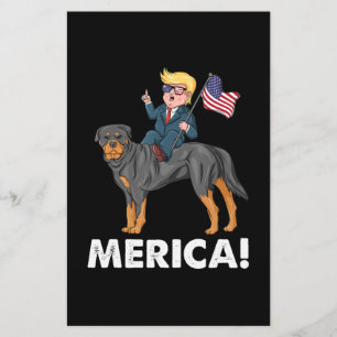 Trump Merica Rottweiler Dog American Hero Stationery