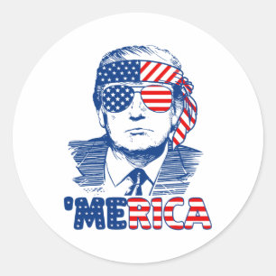 Trump merica Shirt Trump 4th Of July Shirt America Classic Round Sticker