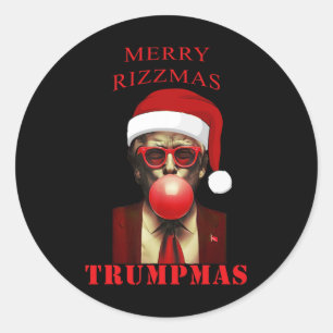 Trump Merry Rizzmas Trumpmas Funny Christmas Bubbl Classic Round Sticker