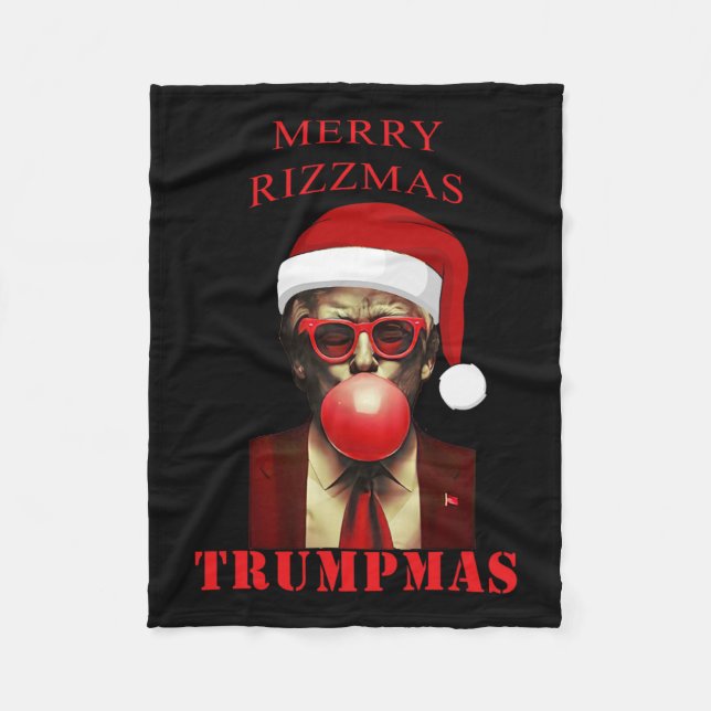 Trump Merry Rizzmas Trumpmas Funny Christmas Bubbl Fleece Blanket (Front)