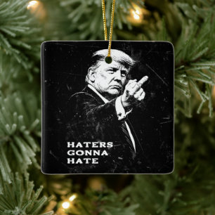 Trump Middle Finger 2026 Meme Funny Ceramic Ornament