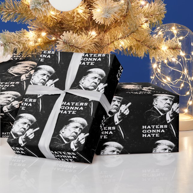 Trump Middle Finger 2026 Meme Funny Wrapping Paper (Holidays)