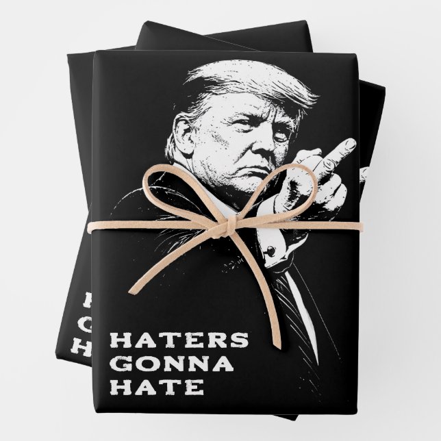 Trump Middle Finger 2026 Meme Funny Wrapping Paper Sheet (In situ)