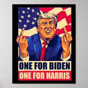 Trump Middle Finger Biden Harris America Republica Poster