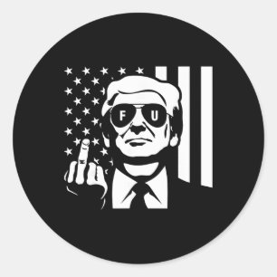 Trump Middle Finger Poster Classic Round Sticker