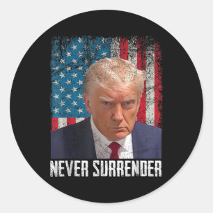 Trump Mug Shot - Donald Trump Mug Shot - Never Sur Classic Round Sticker