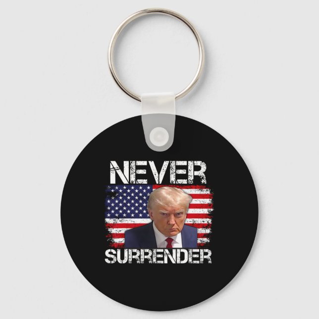 Trump Mug Shot Never Surrender 2024  Key Ring (Front)