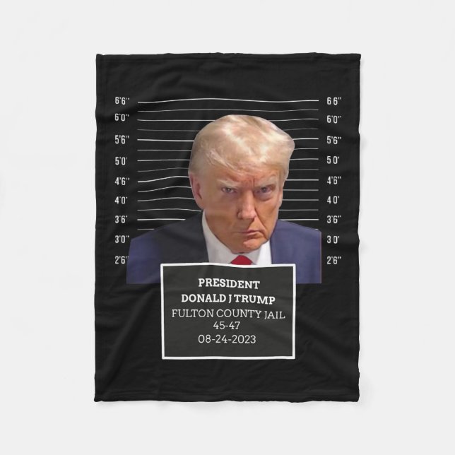 Trump Mug Shot President Donald J Trump Mugshot 20 Fleece Blanket (Front)