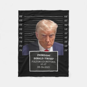 Trump Mug Shot President Donald J Trump Mugshot 20 Fleece Blanket
