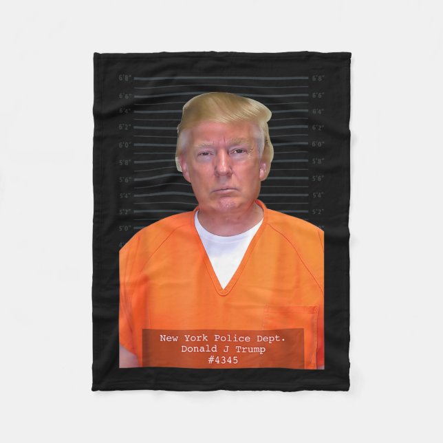 Trump Mug Shot Range Jumpsuit Parody Behind Bars  Fleece Blanket (Front)