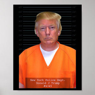 Trump Mug Shot Range Jumpsuit Parody Behind Bars  Poster
