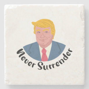 Trump Mugshot Never Surrender  Stone Coaster