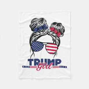 Trump Mum Inauguration Day 2025 Messy Bun American Fleece Blanket