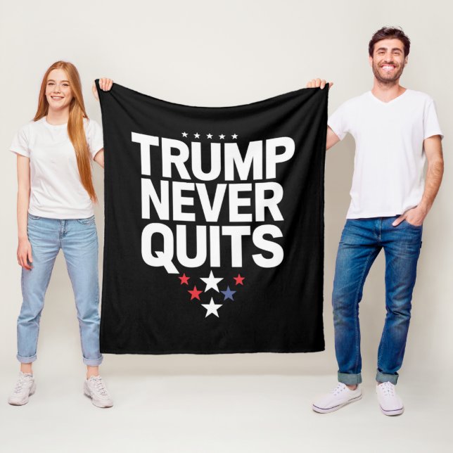 Trump Never Quits Patriotic Vote Trump 2024 Fleece Blanket (In Situ)